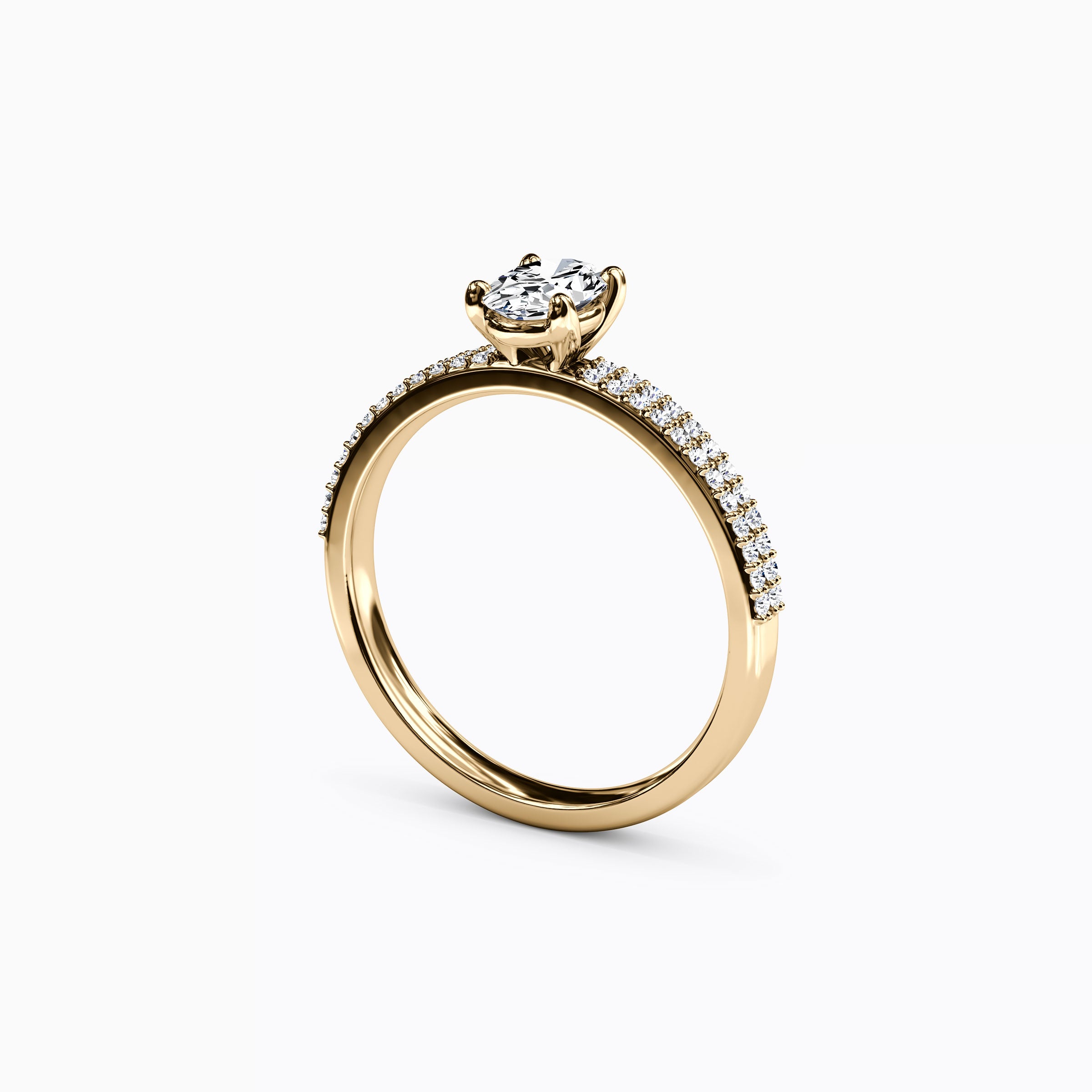 Midnight Sparkle Oval Double Row Engagement Ring in 18K Gold
