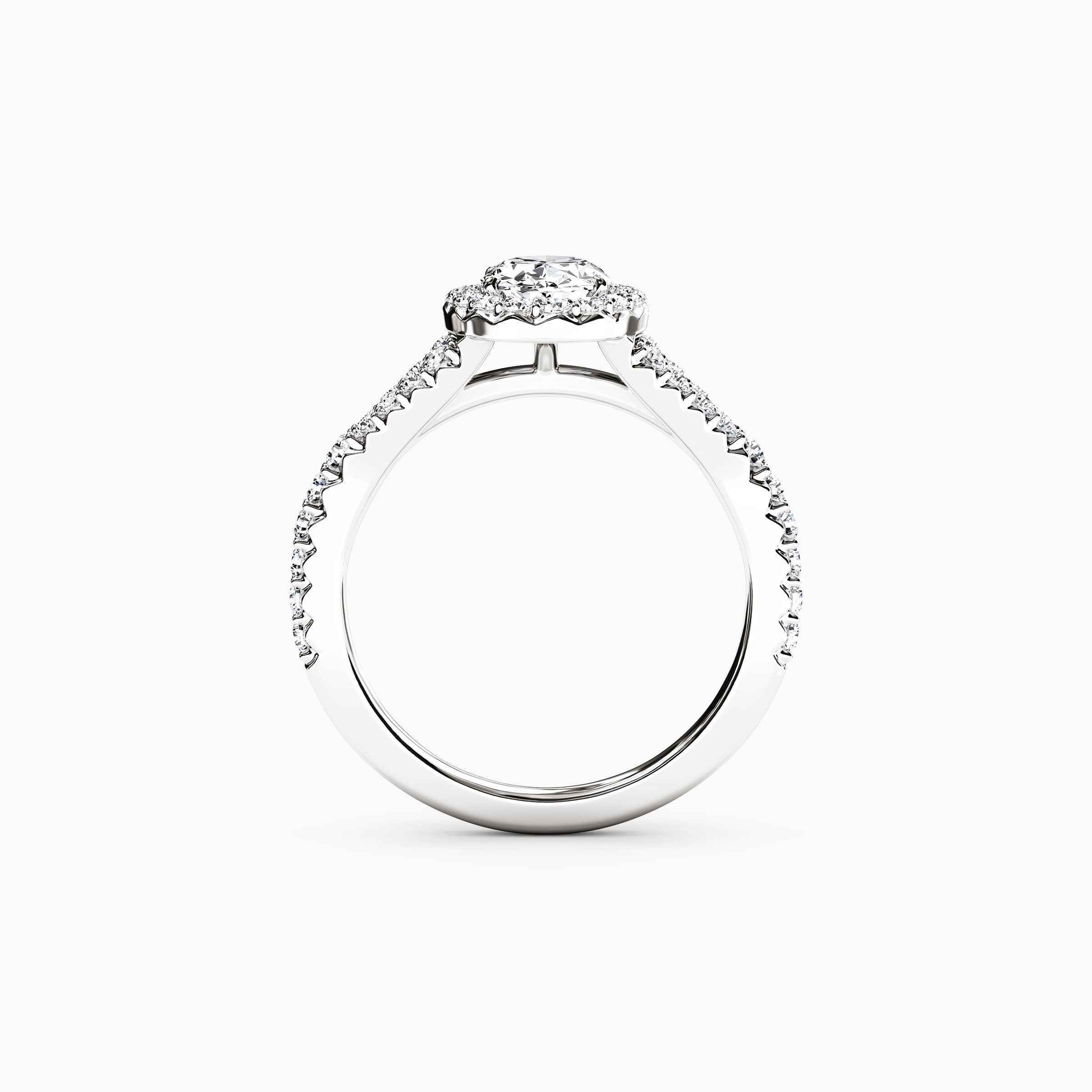 Bague de fiançailles ovale Halo en platine