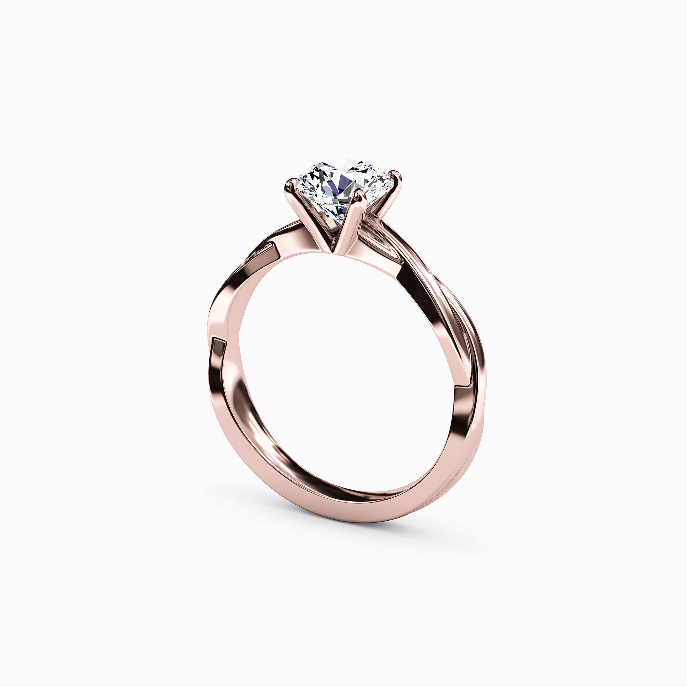 Bague de fiançailles solitaire entrelacée en or 18 carats