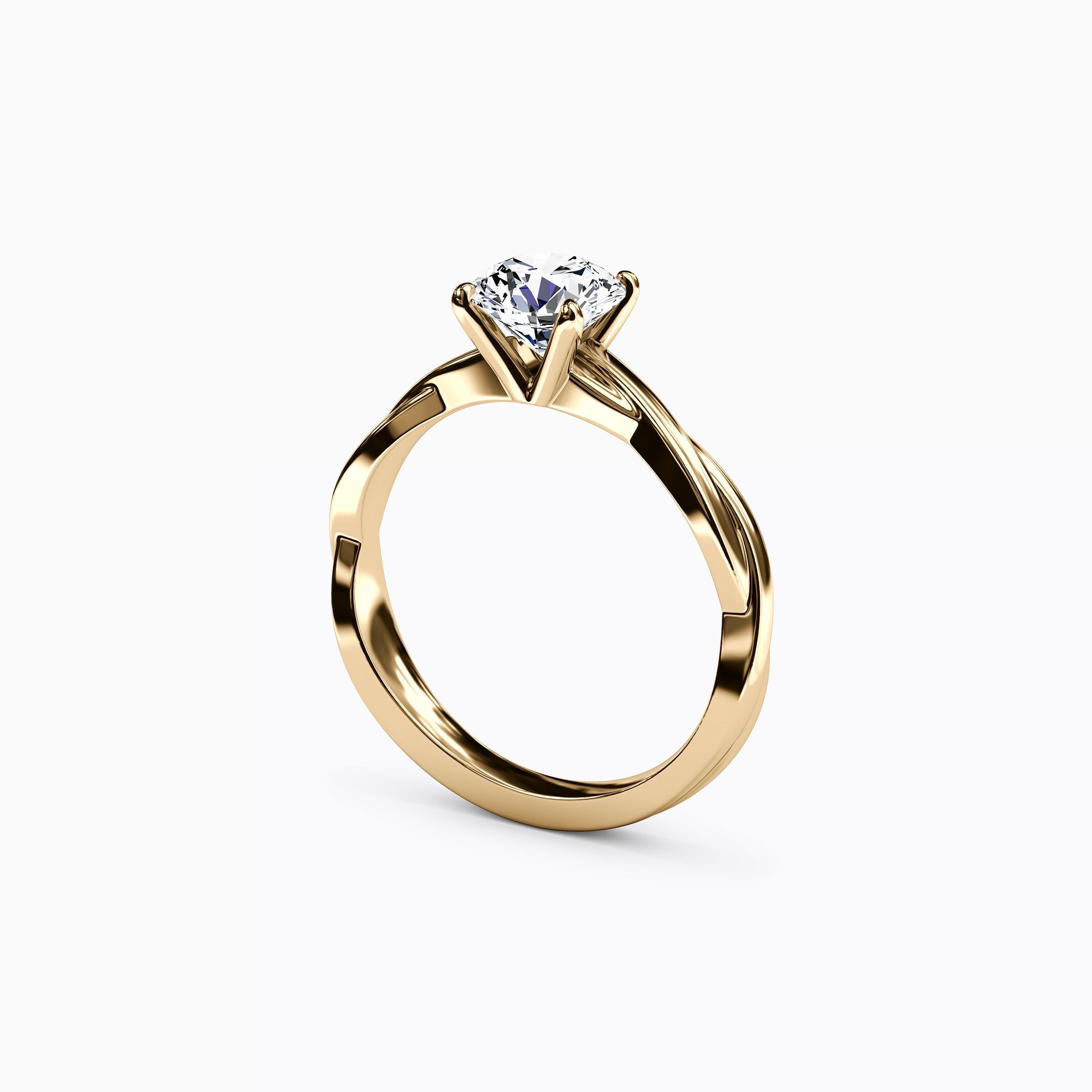 Bague de fiançailles solitaire entrelacée en or 18 carats