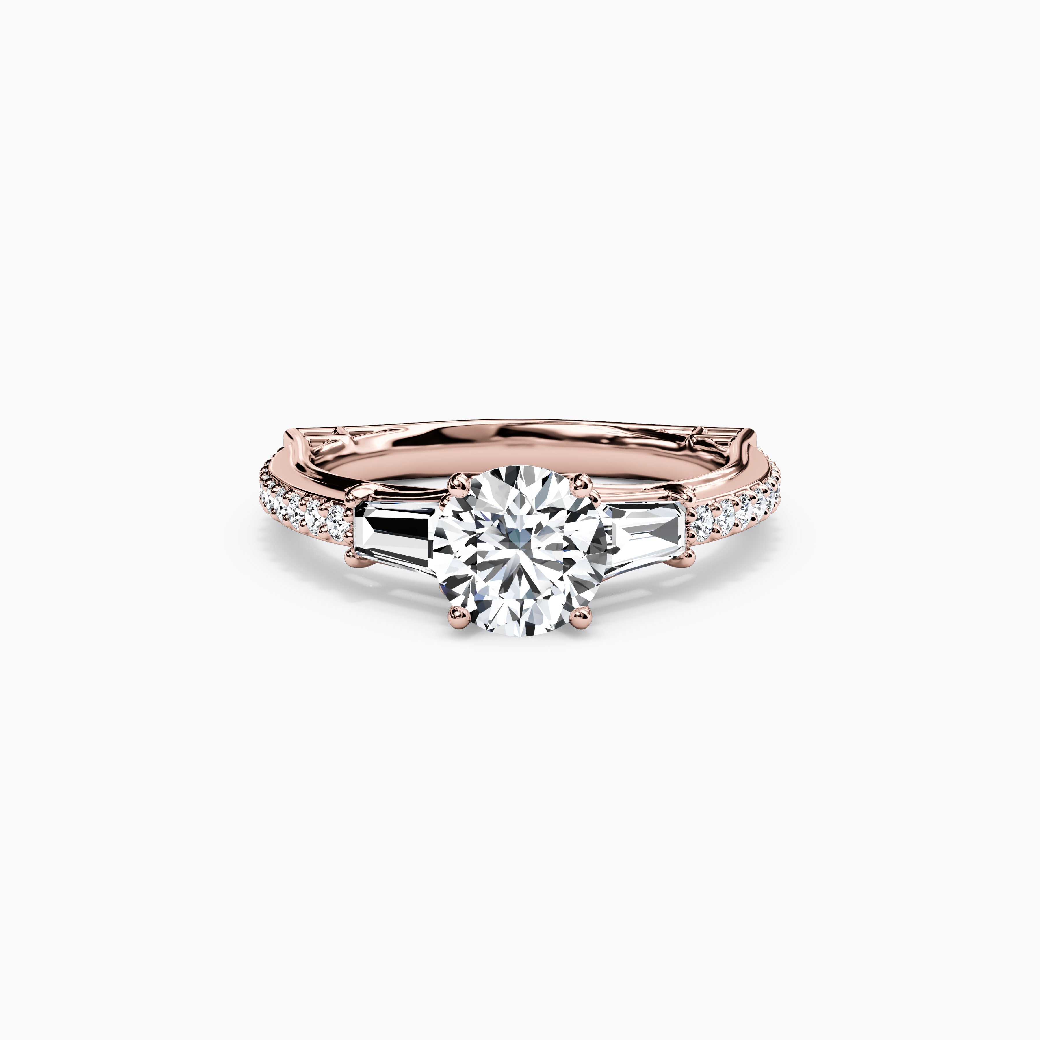 Bague de fiançailles trois pierres baguette en or 18 carats