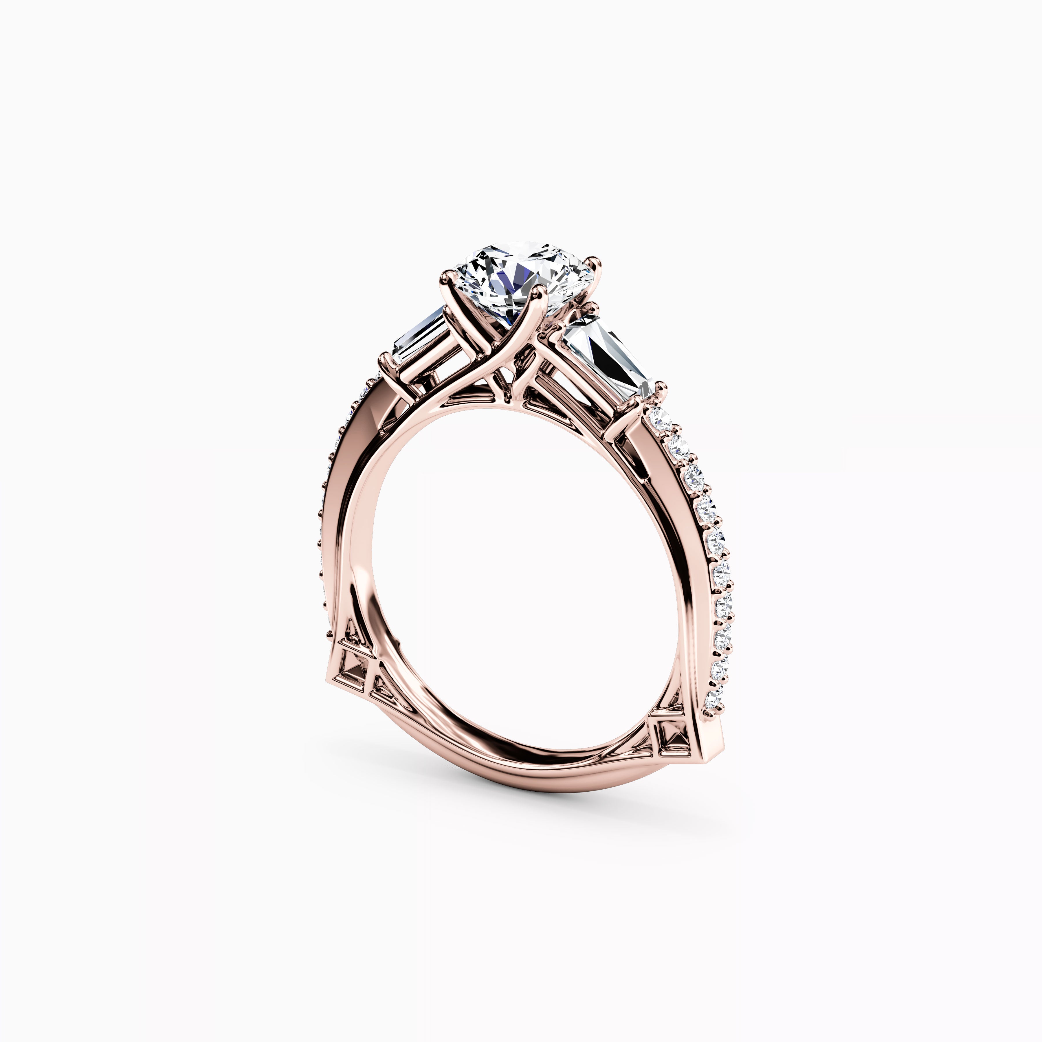 Bague de fiançailles trois pierres baguette en or 18 carats