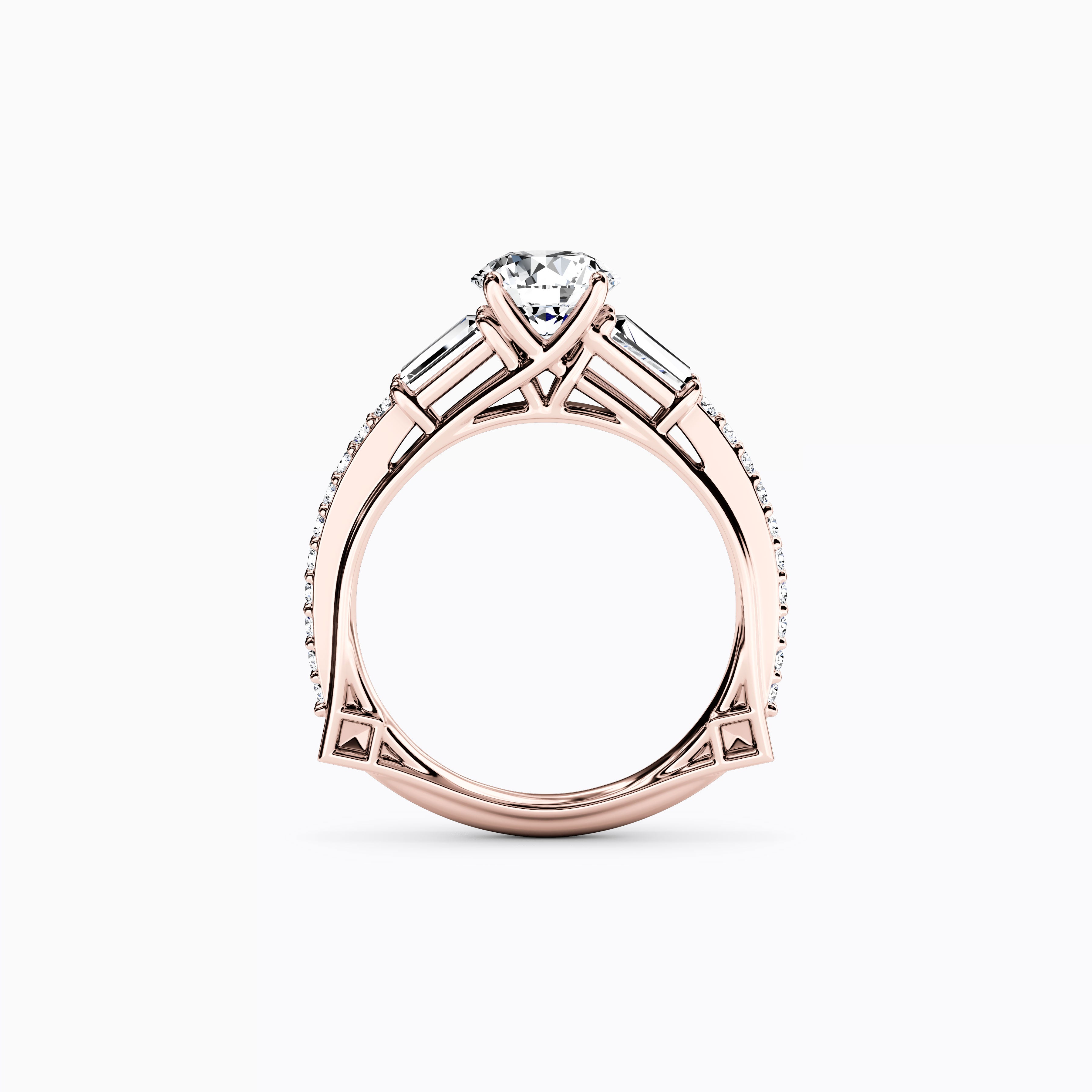 Bague de fiançailles trois pierres baguette en or 18 carats