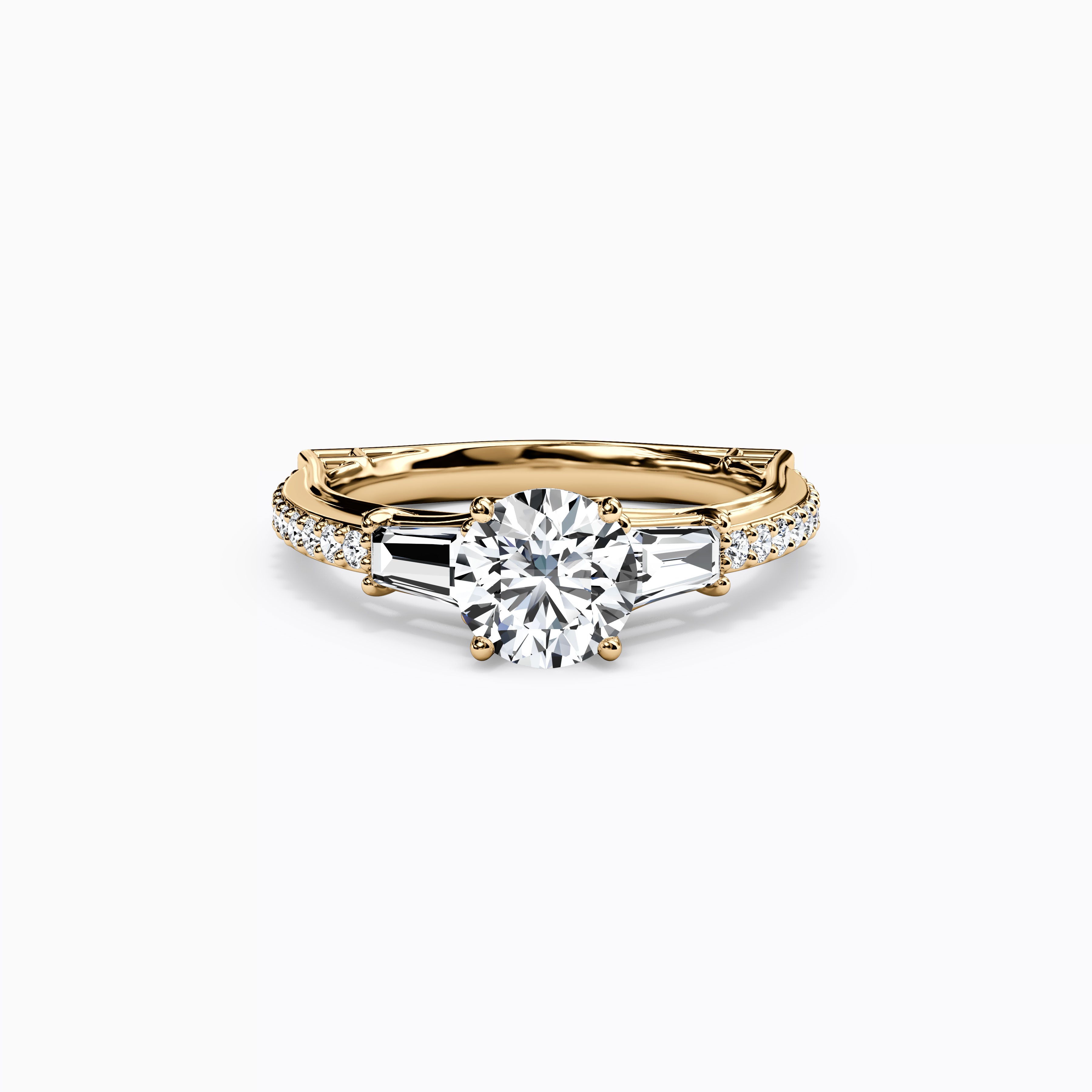 Bague de fiançailles trois pierres baguette en or 18 carats