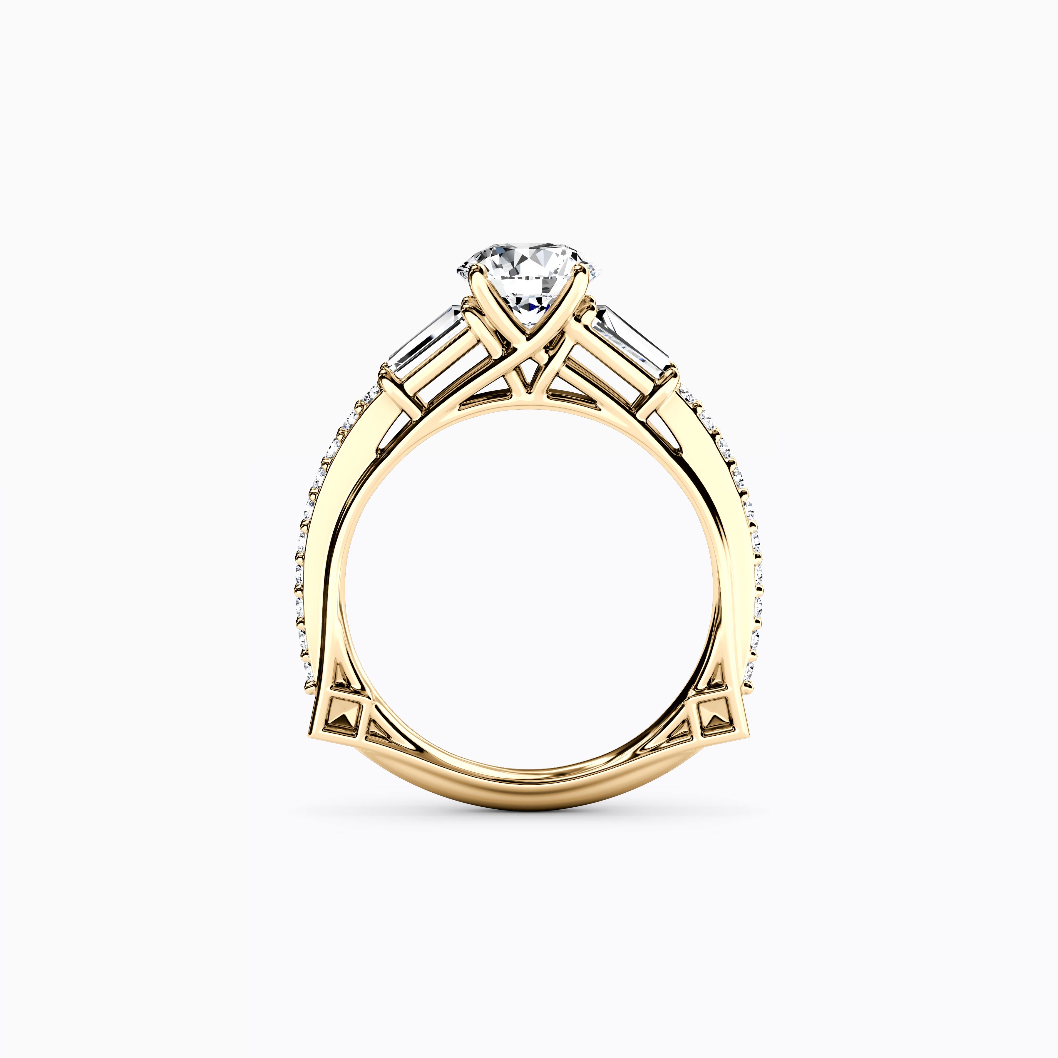 Bague de fiançailles trois pierres baguette en or 18 carats