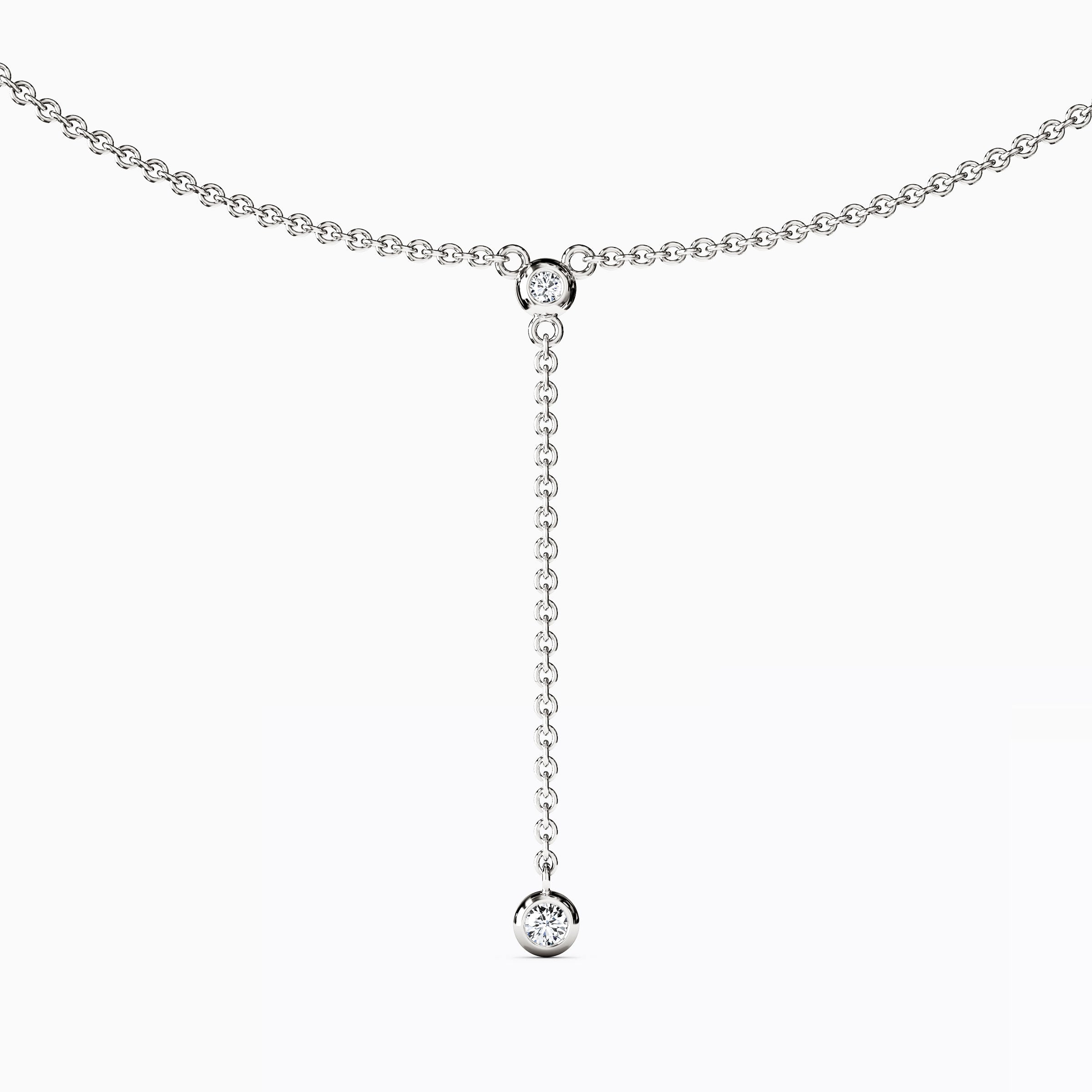 Diamond Mini Bezel Drop Necklace |14K Gold
