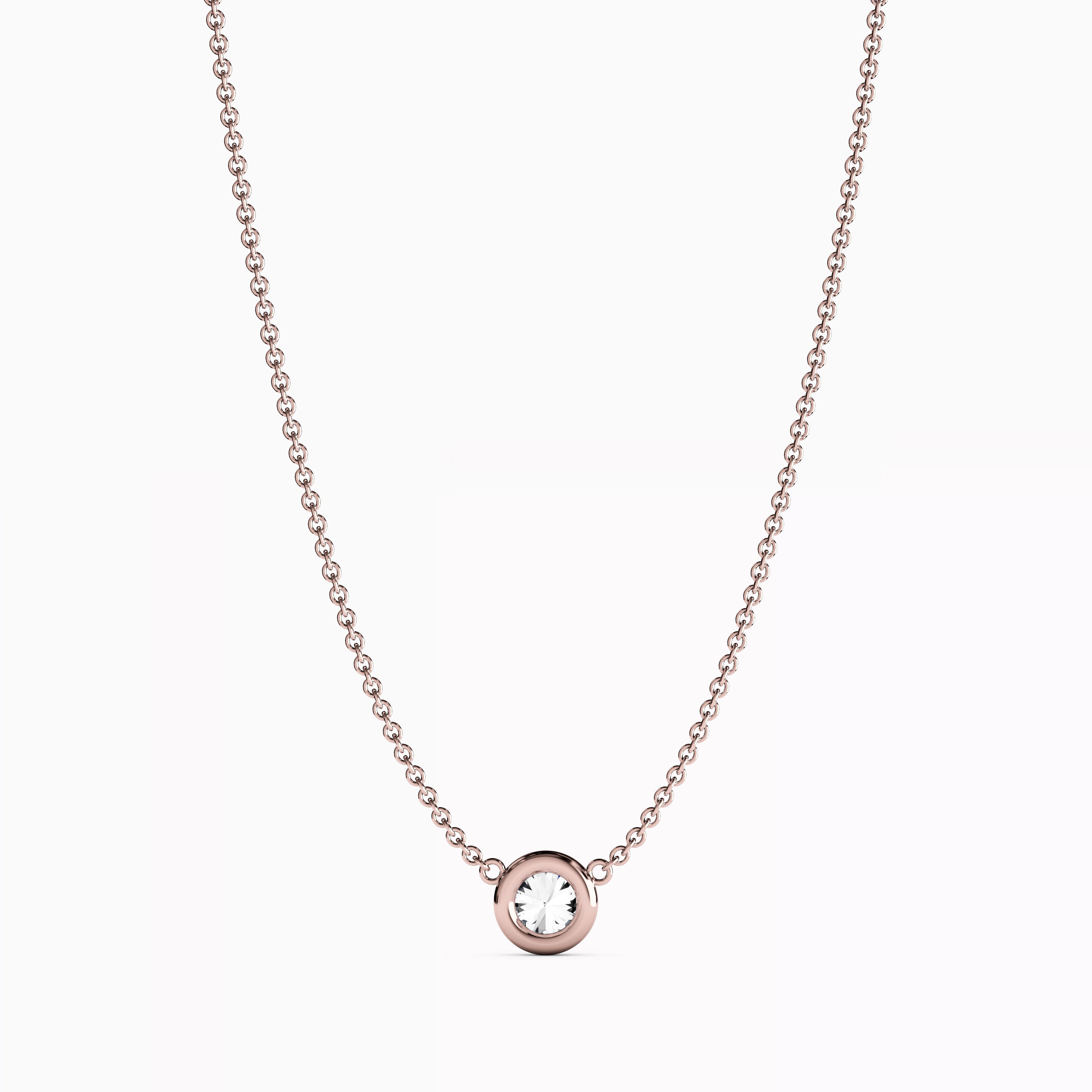Diamond 0.10 CT Single Bezel Necklace | 14K Gold