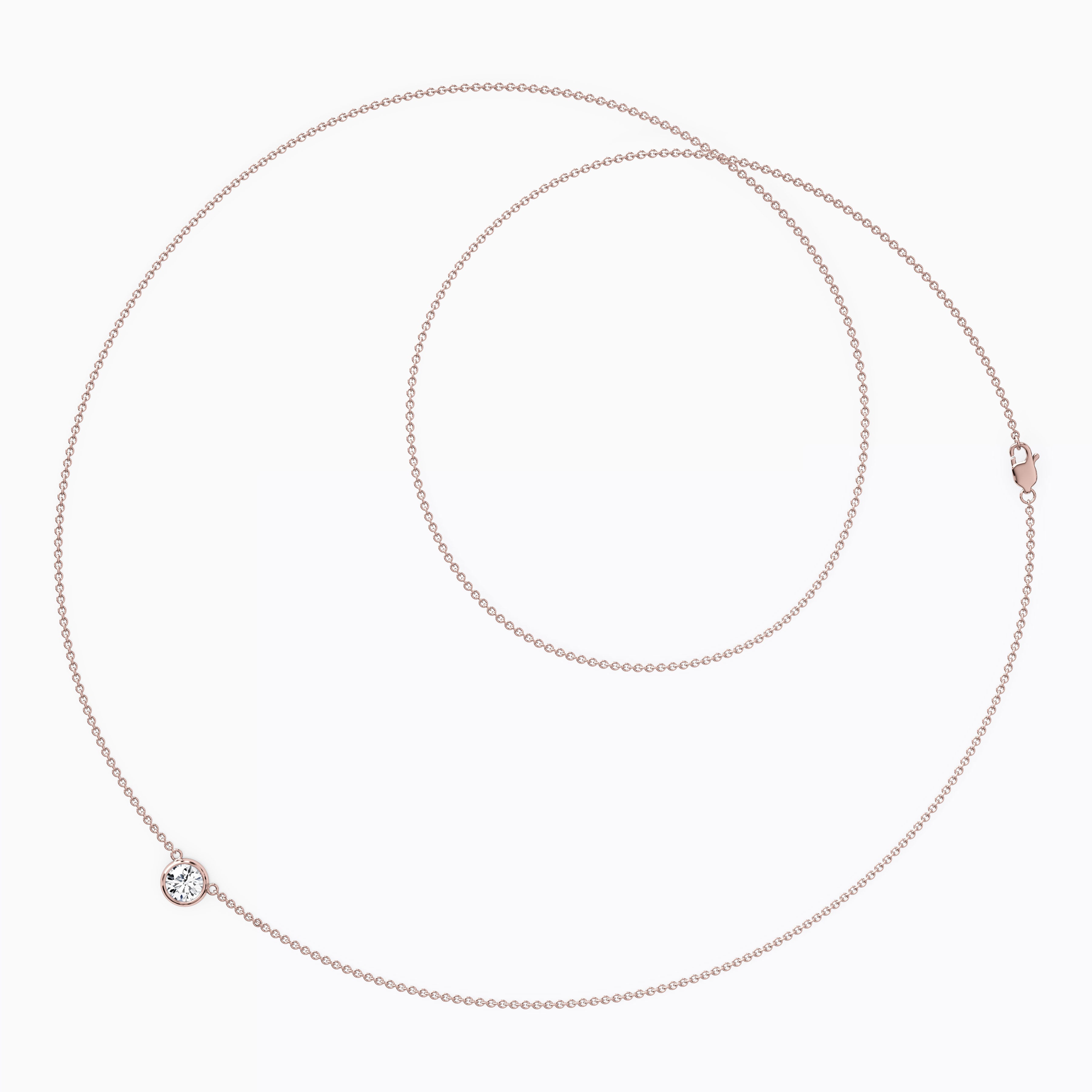 Diamond 0.10 CT Single Bezel Necklace | 14K Gold