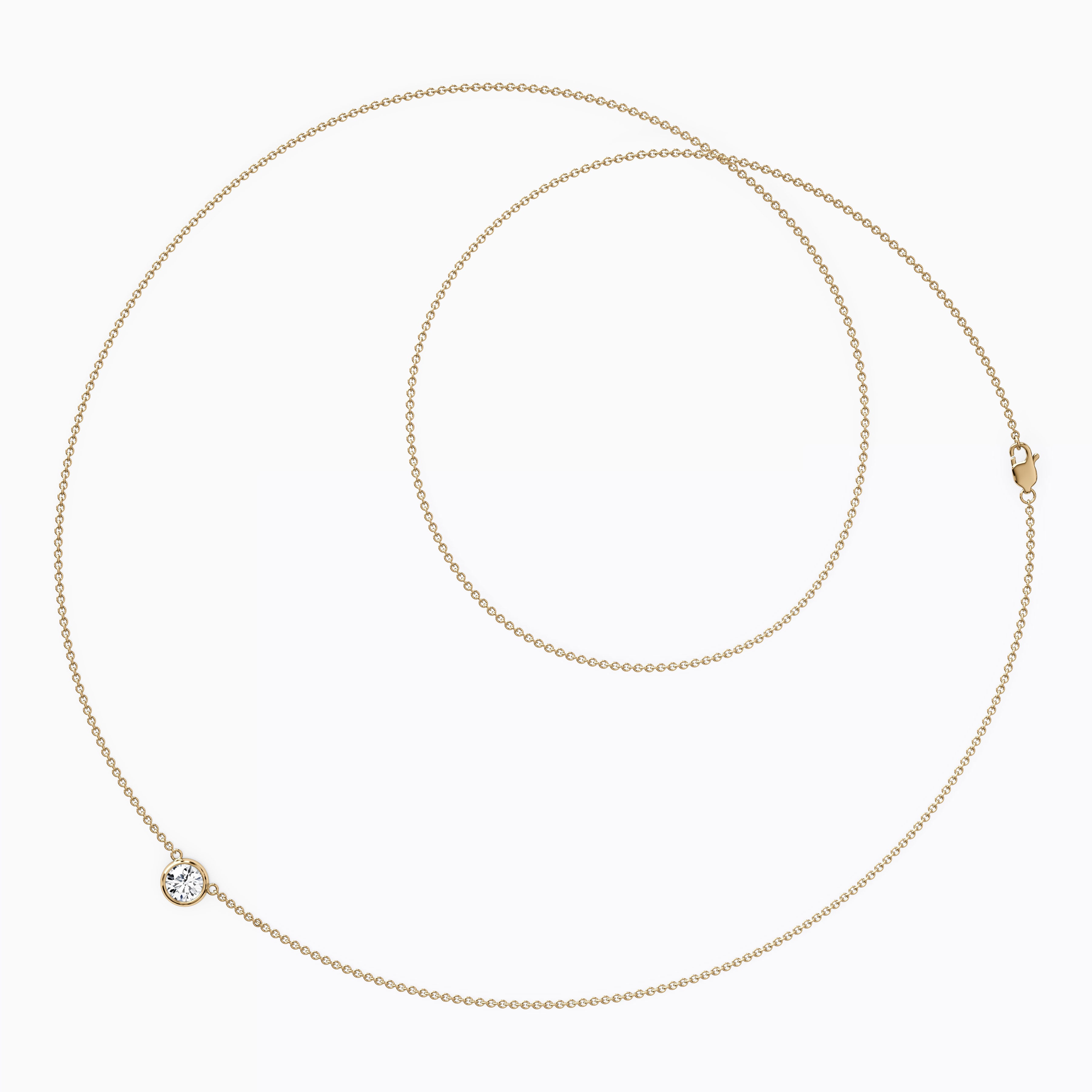 Diamond 0.10 CT Single Bezel Necklace | 14K Gold