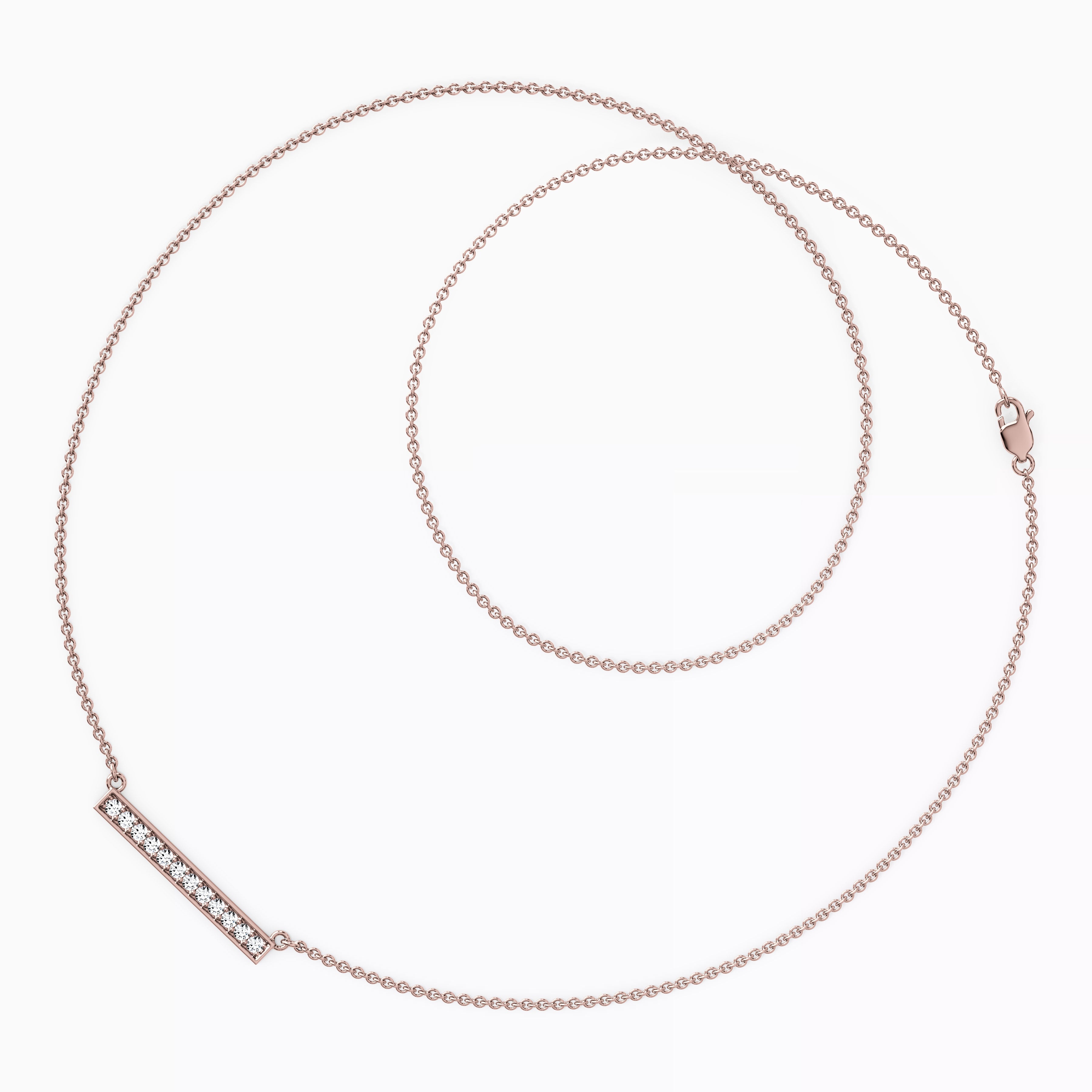 Diamond Bar Necklace | 14K Gold