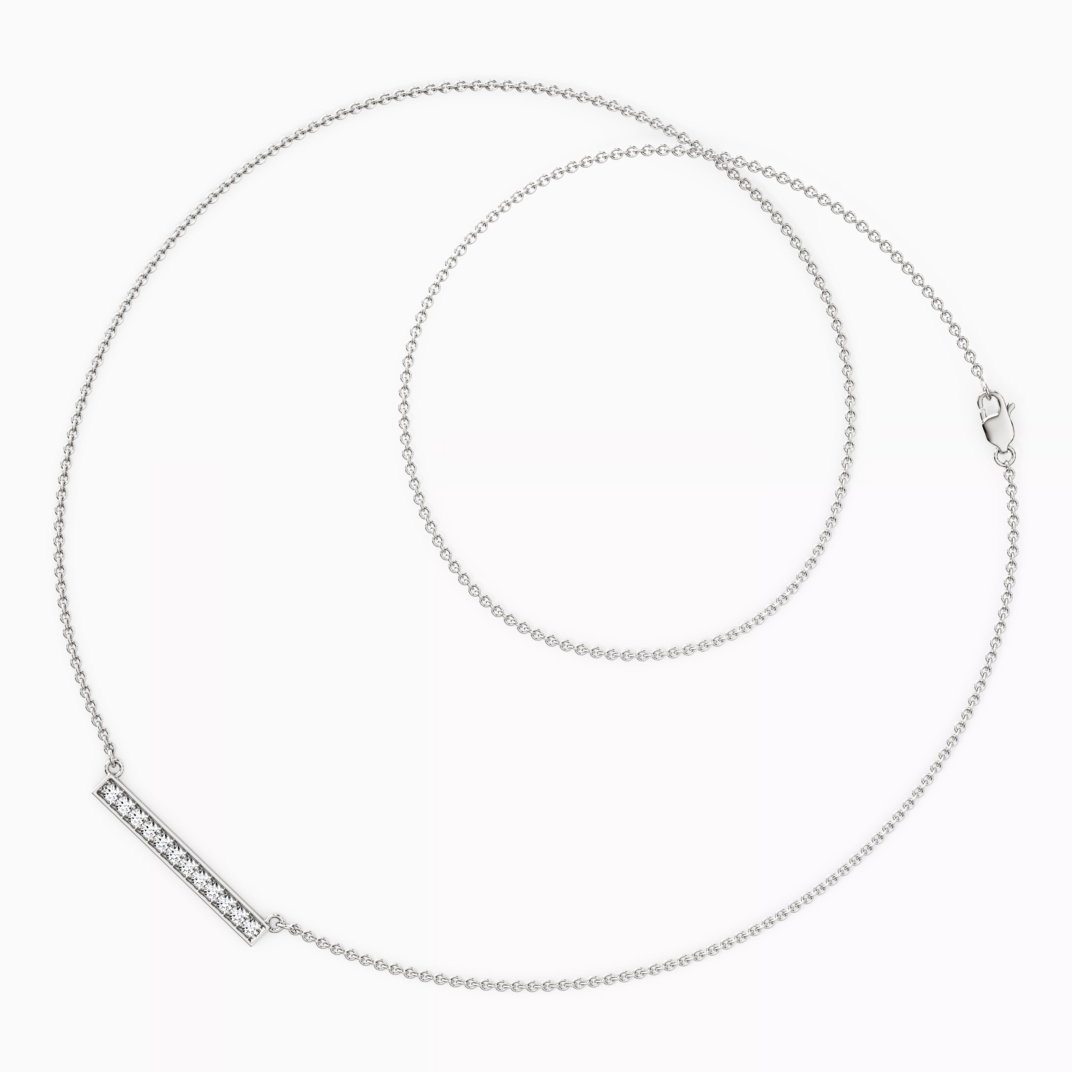 Diamond Bar Necklace | 14K Gold