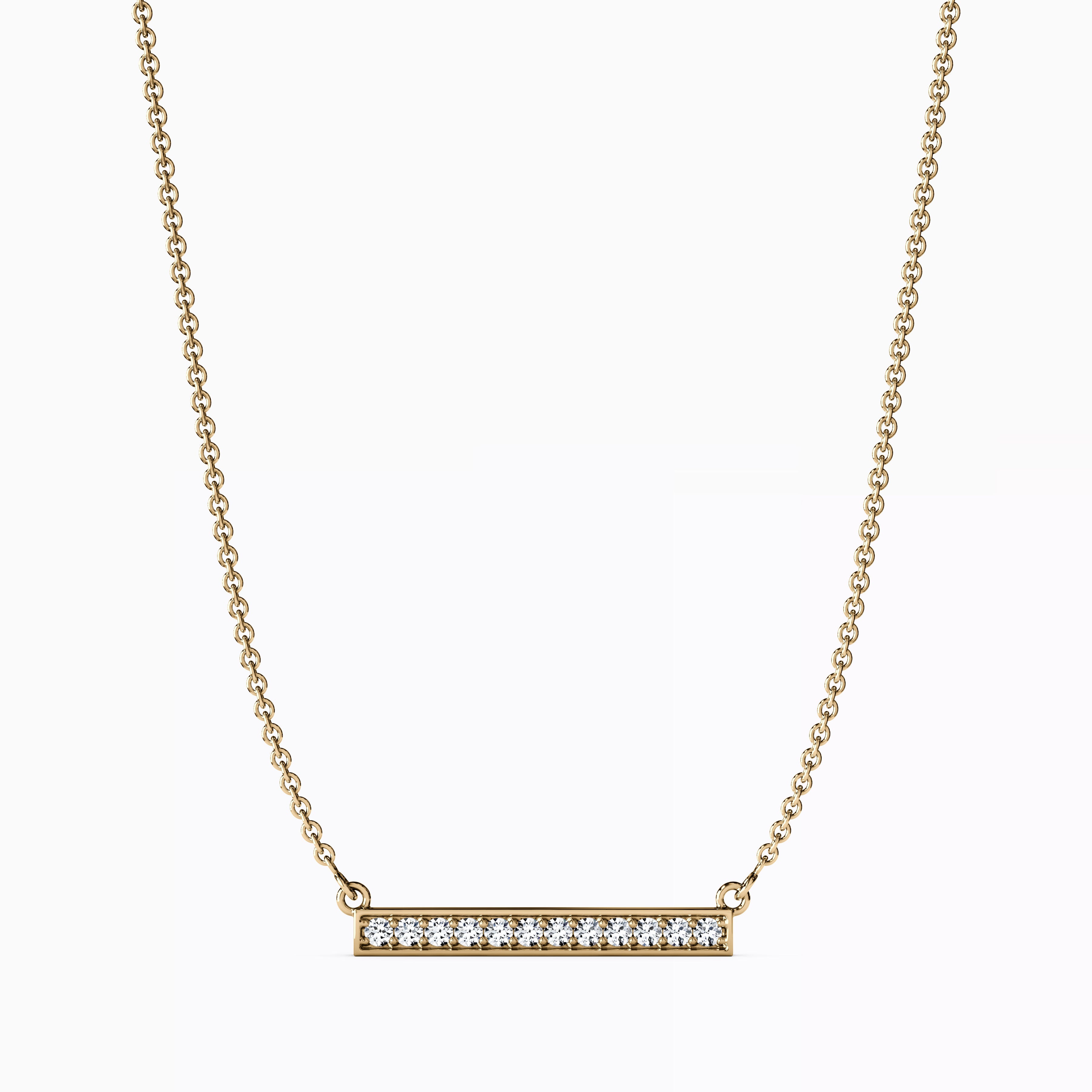 Diamond Bar Necklace | 14K Gold