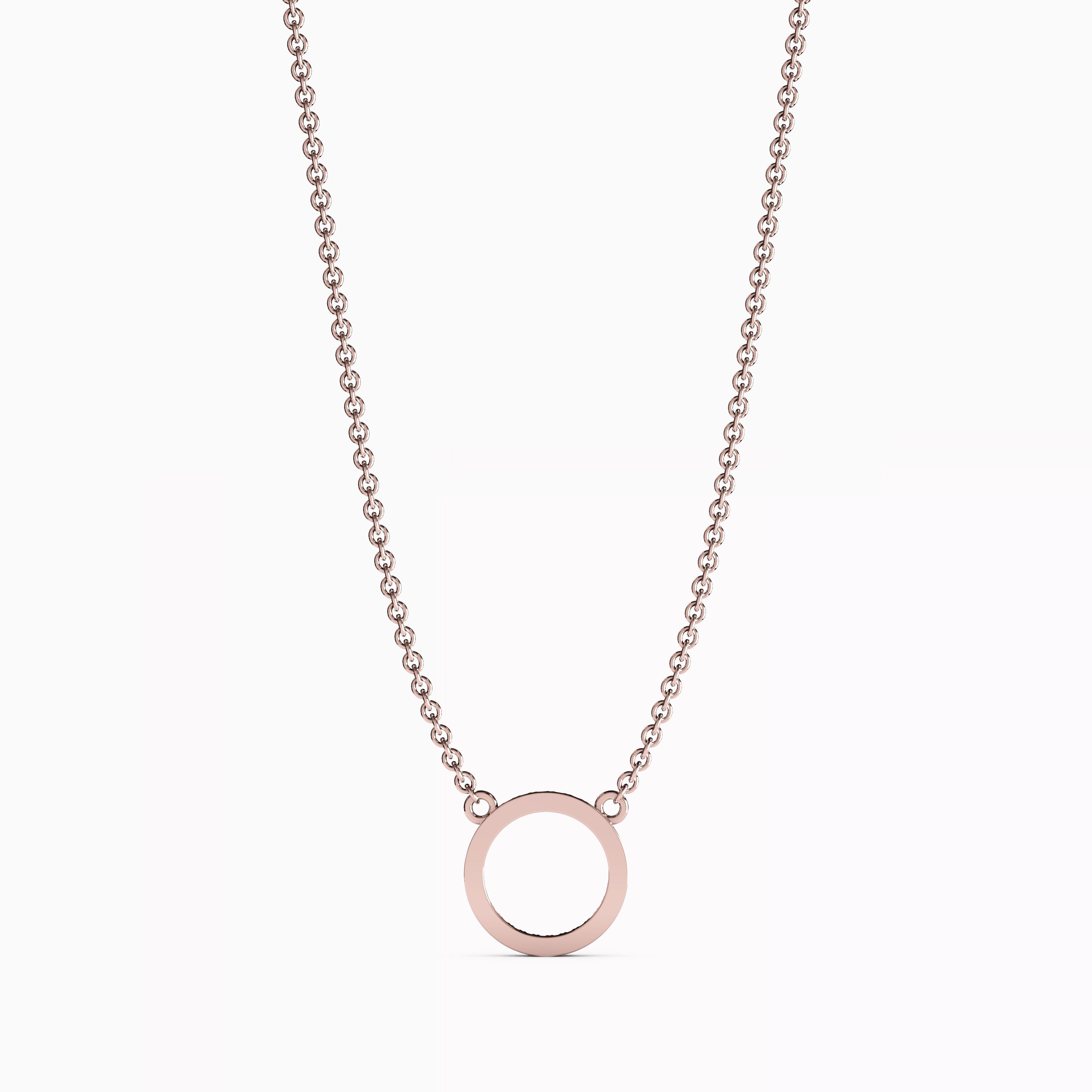 Diamond Hollow Circle Necklace | 14K Gold