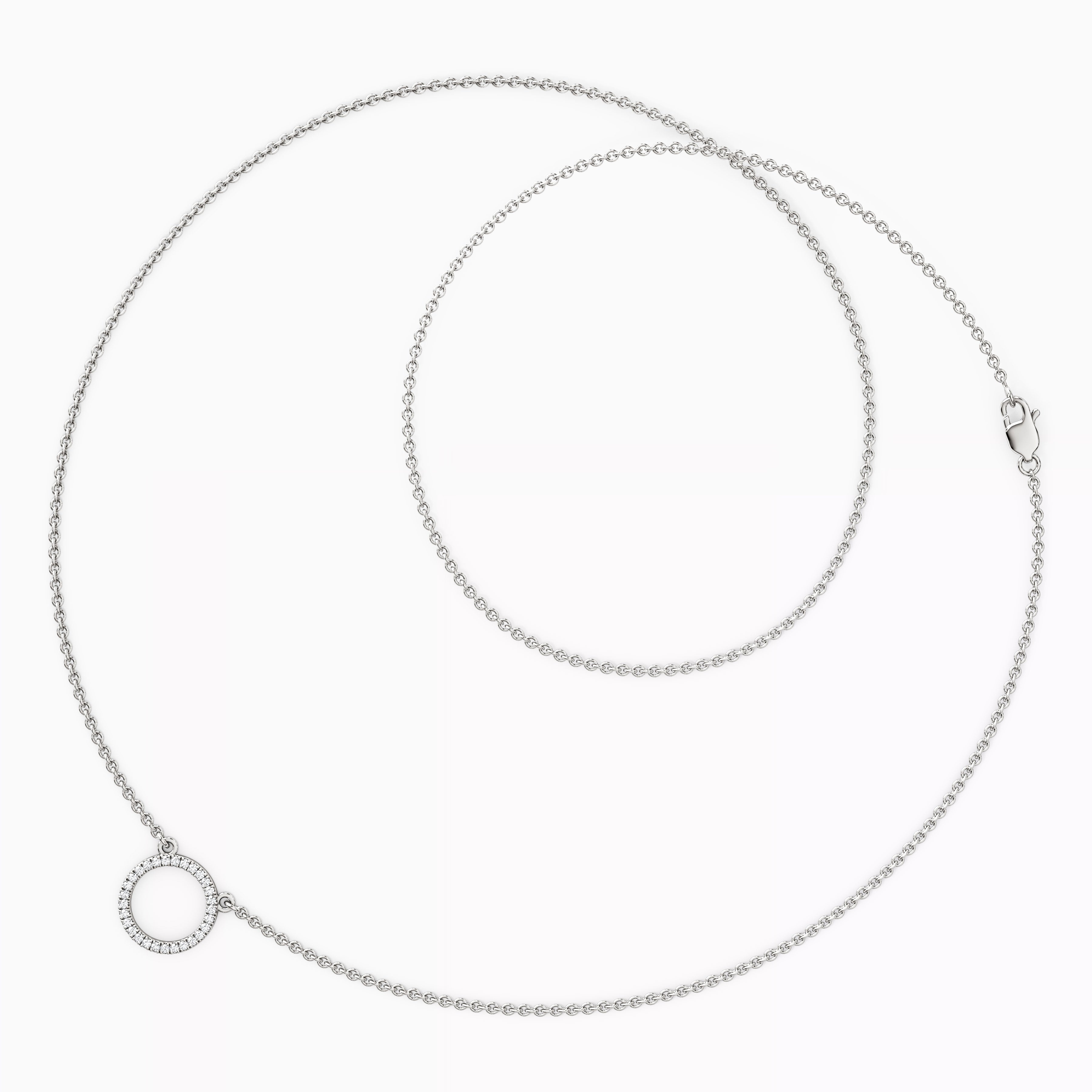 Diamond Hollow Circle Necklace | 14K Gold