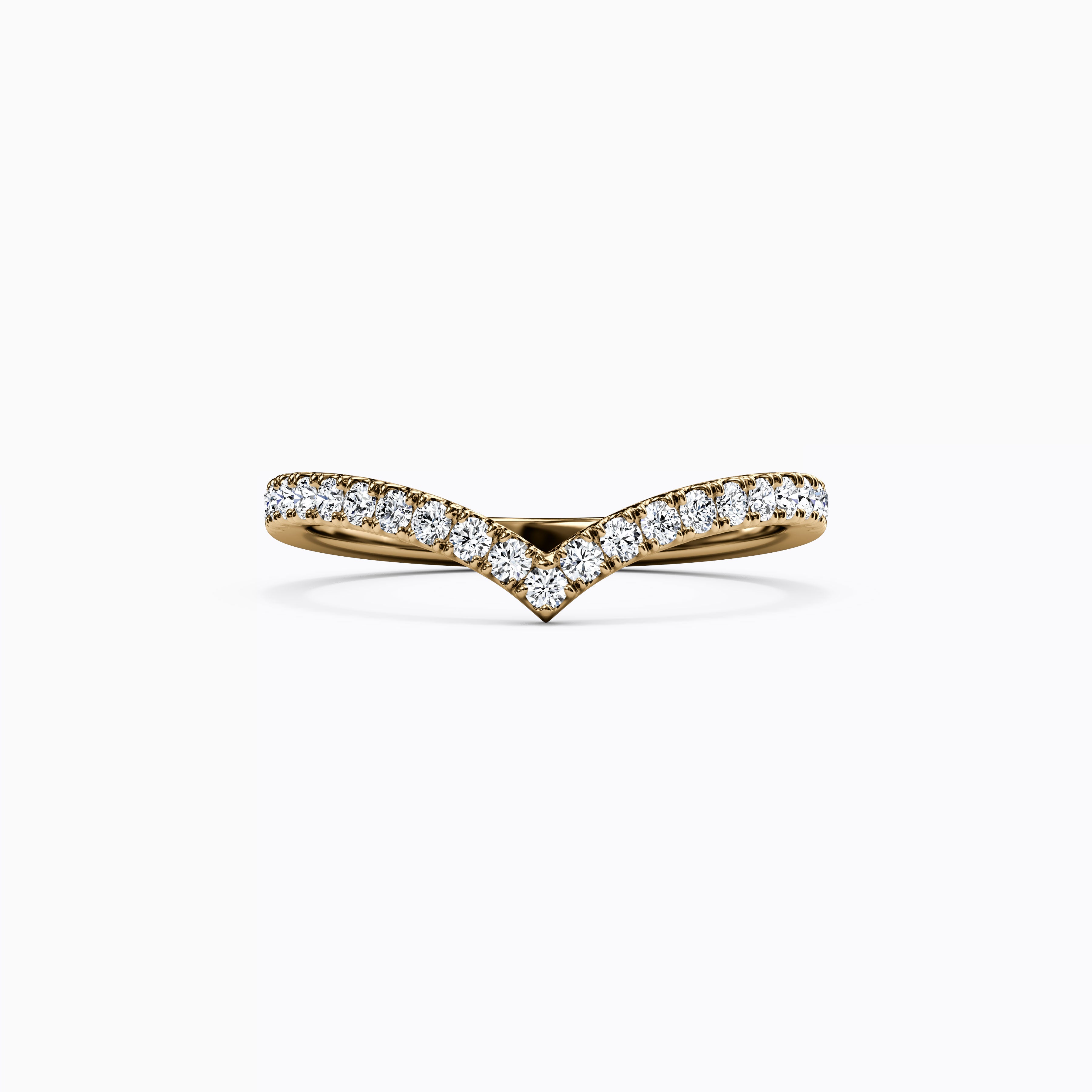 Bague empilable V Diamond Chevron | Or 14 carats