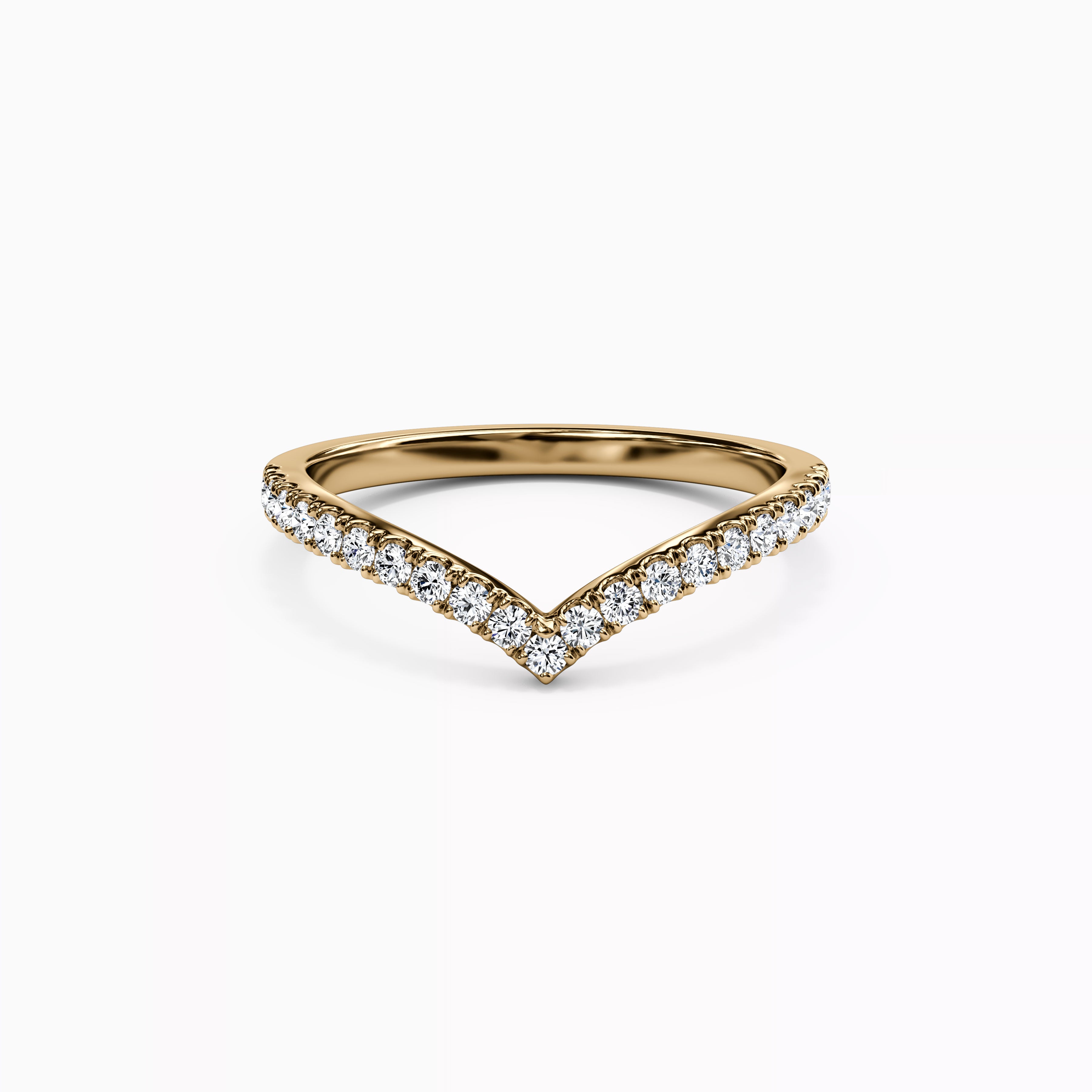 Bague empilable V Diamond Chevron | Or 14 carats