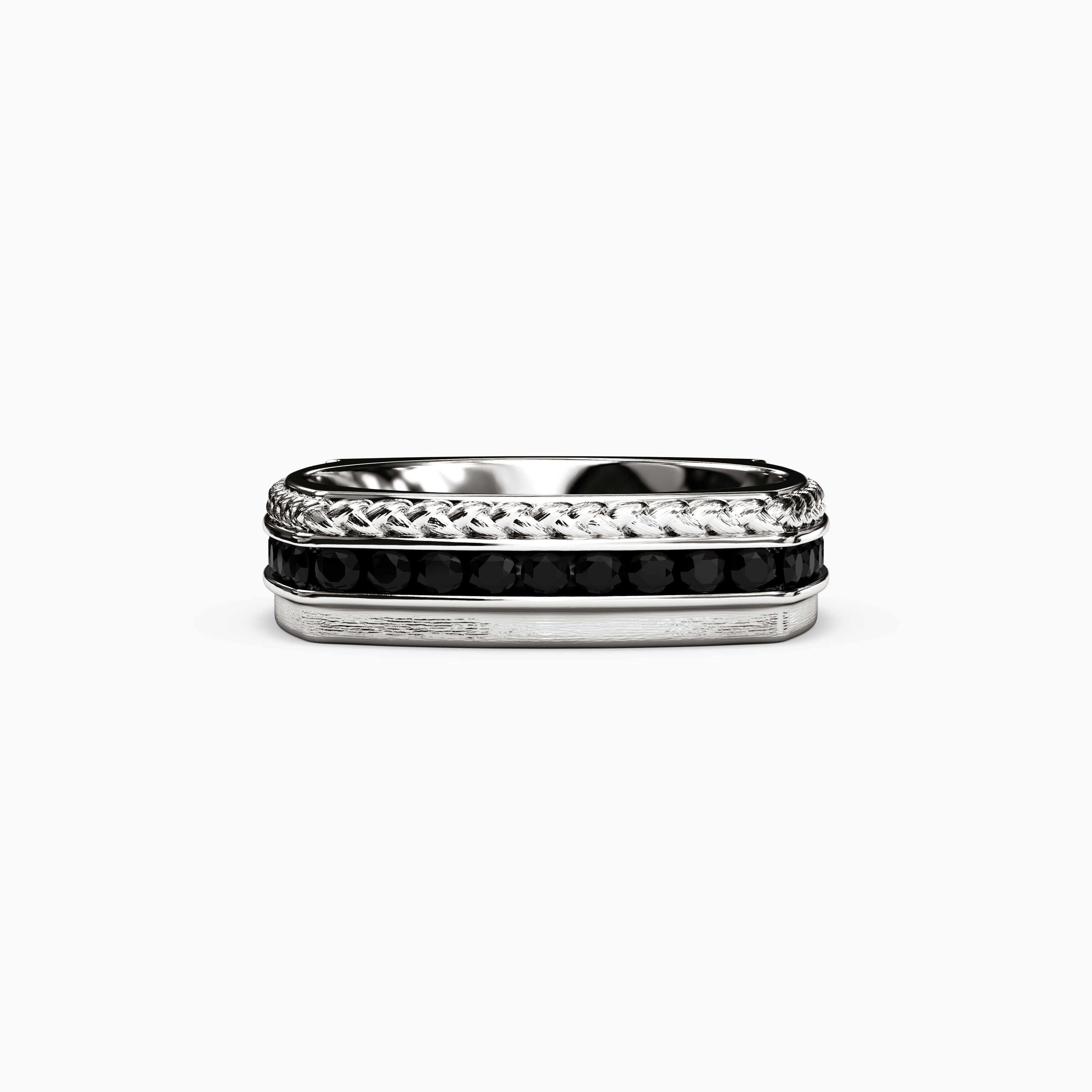 Bague pour homme en argent sterling avec diamant noir