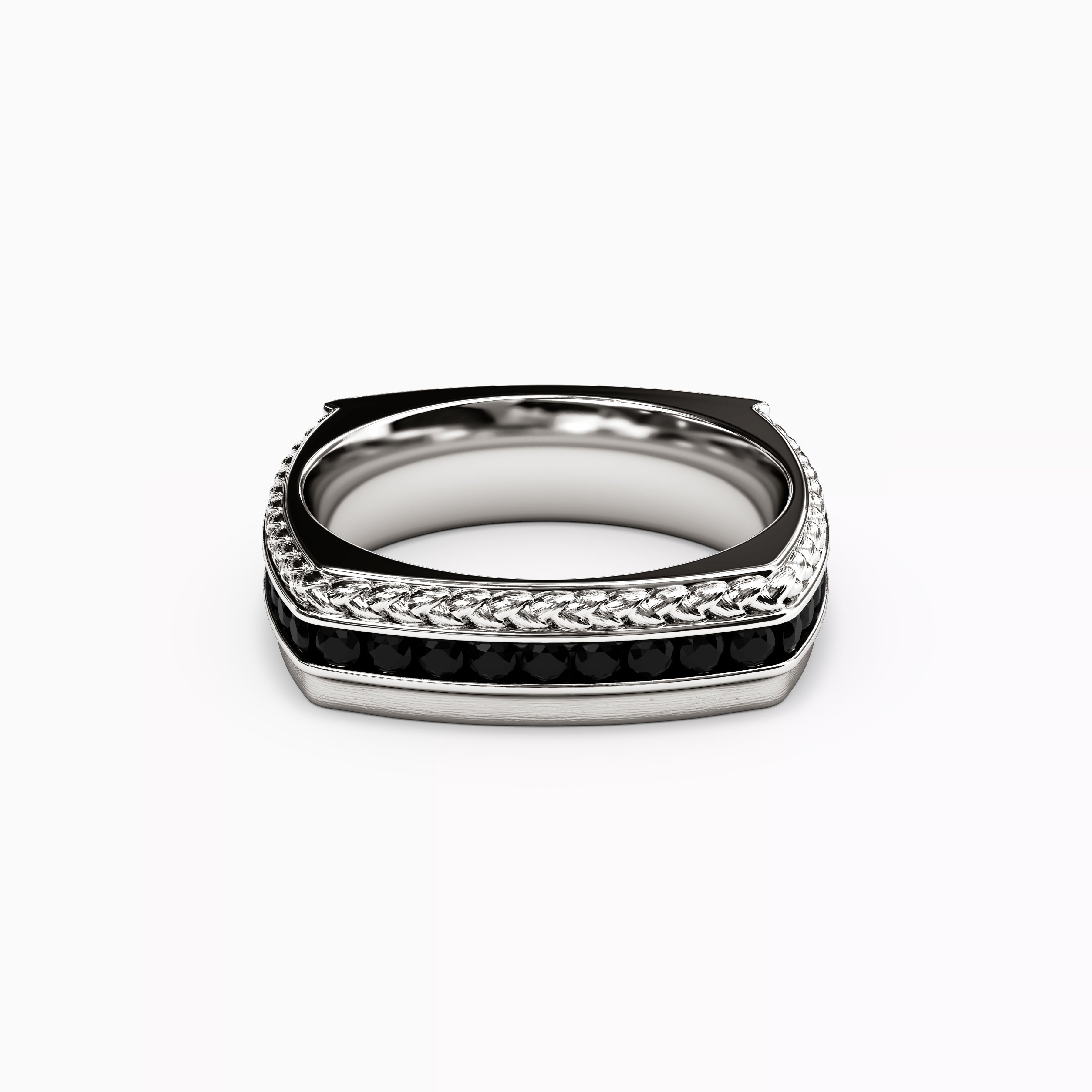Bague pour homme en argent sterling avec diamant noir
