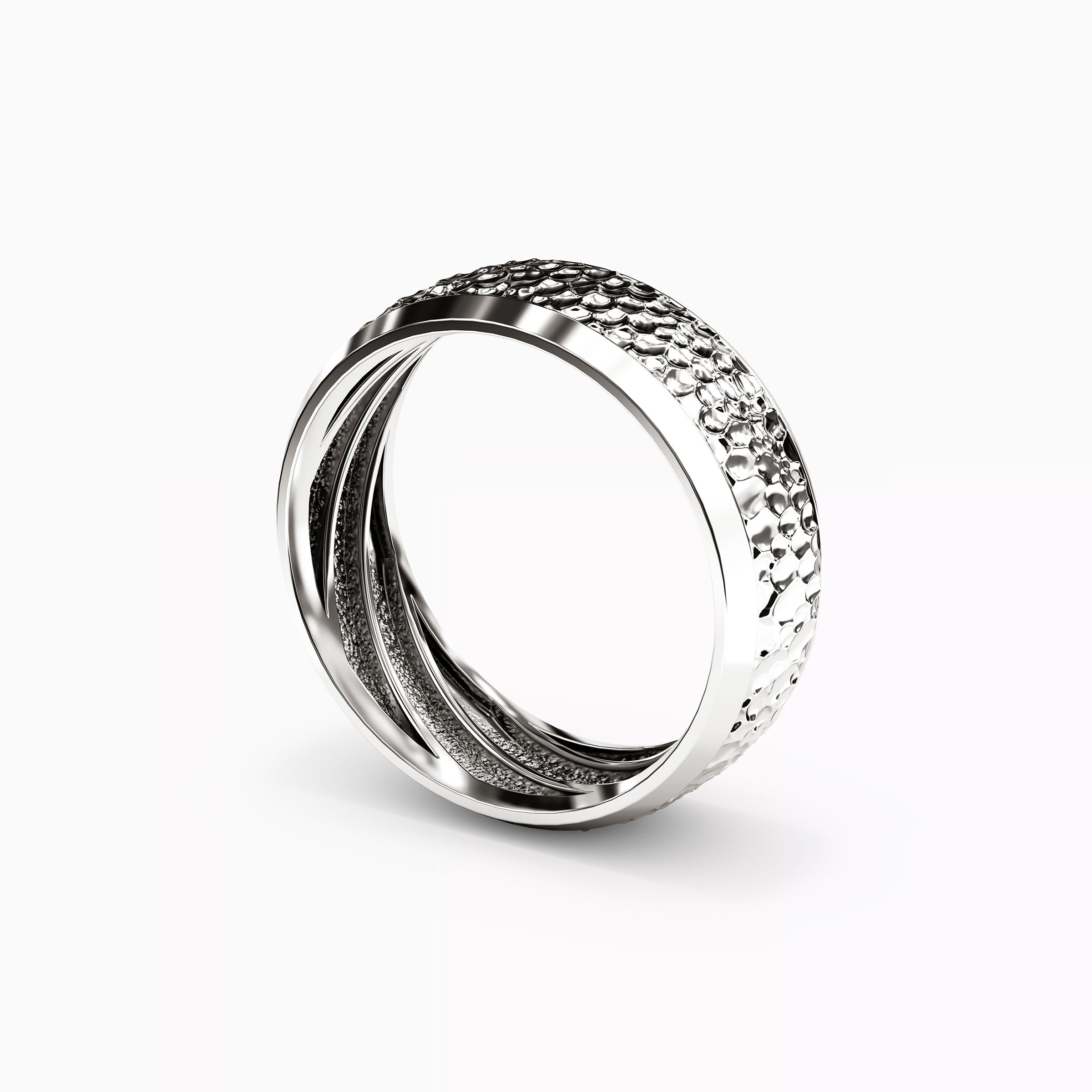 Alliance en platine à finition martelée
