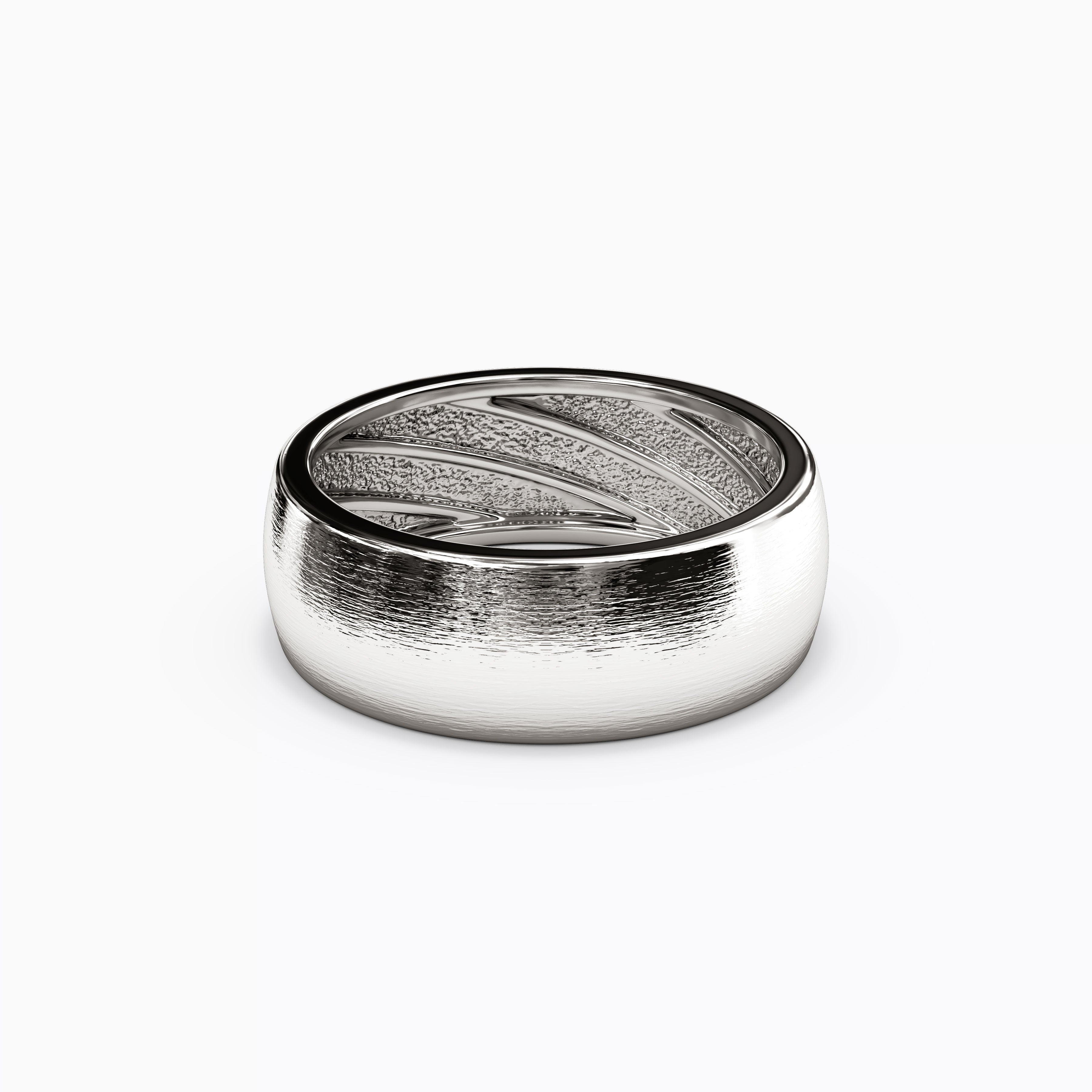 Alliance en platine, finition papier de verre, forme bombée.