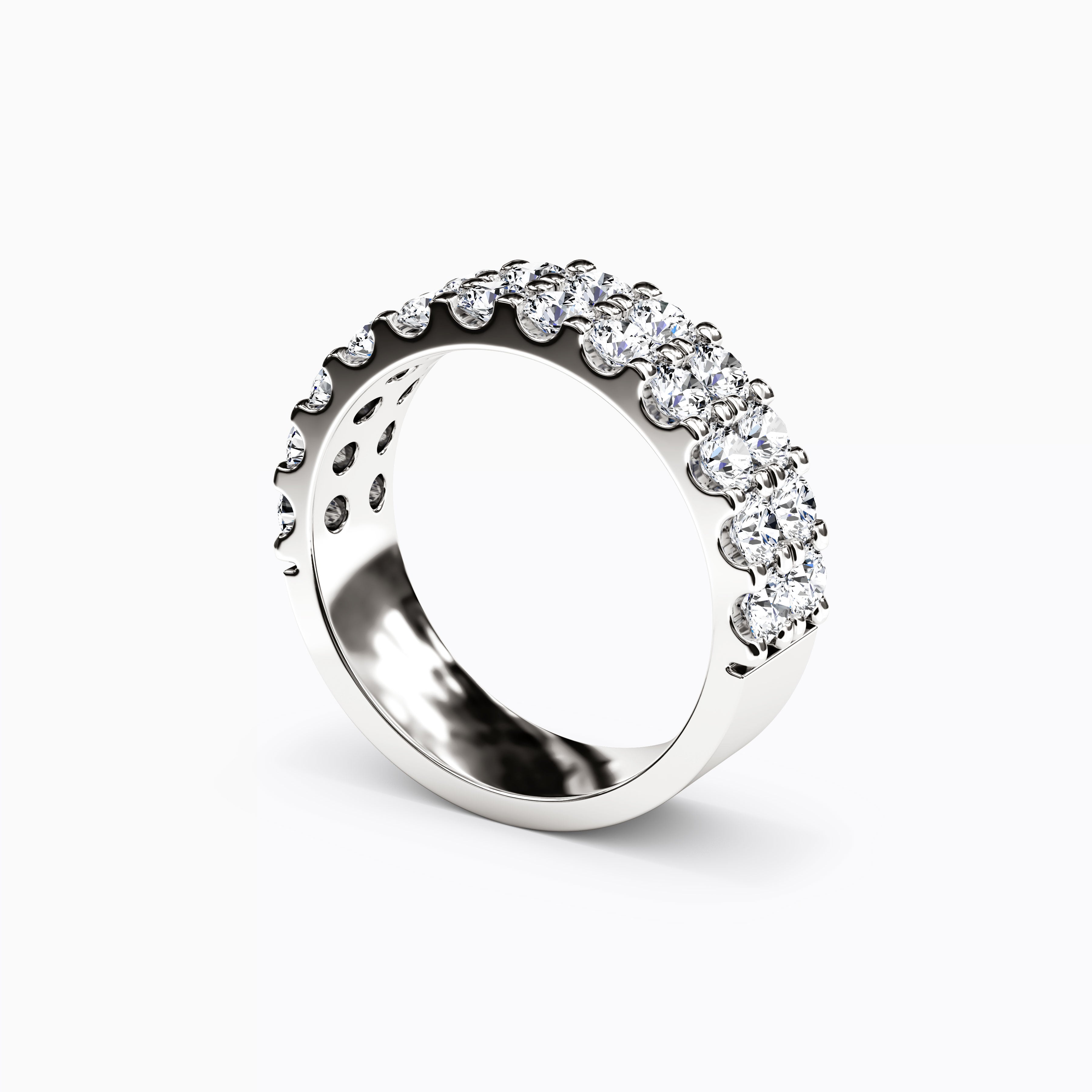 Alliance double rangée de diamants en or 14 carats